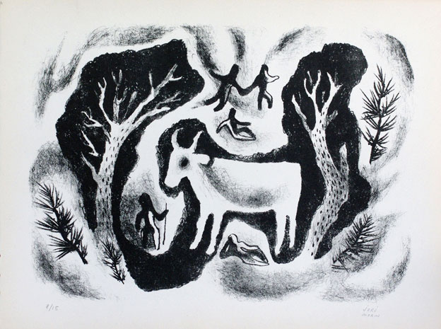 LES BERGERS, lithographie présentée à la galerie Mignon-Massart en 1937