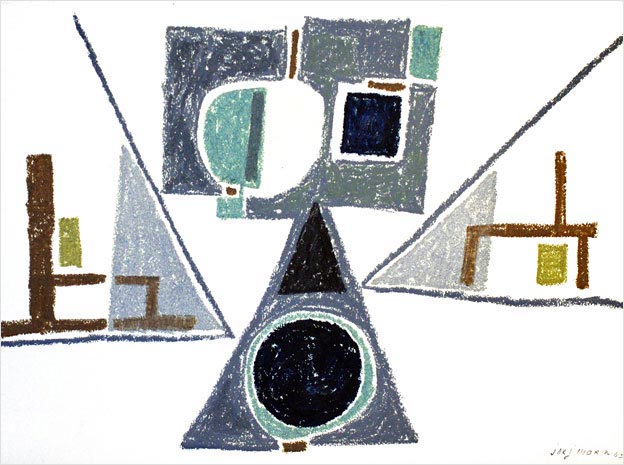 PERSONNAGE AILÉ, 1963, 38x56cm, Pastel à l’huile sur papier.