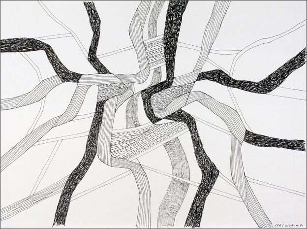SANS TITRE, dessin 1971, 25x32cm, dessin encre sur papier Rives, signé, daté, Rétrospective 1975 cat. 246.