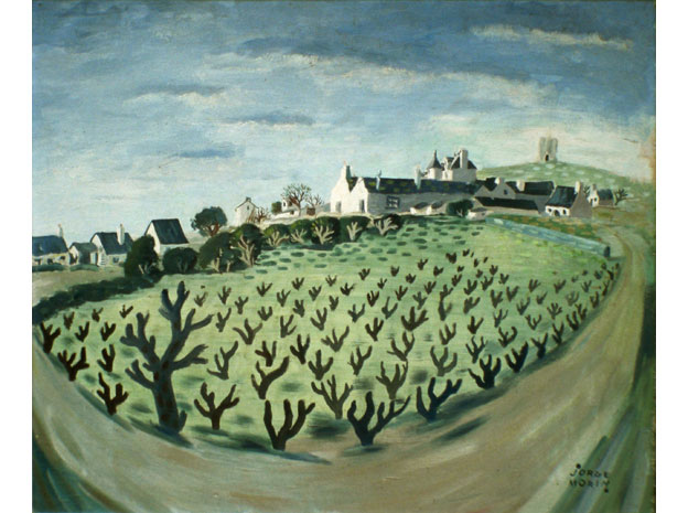 30-01 LES PORTES, 1930, huile, 46x55cm, signé Jorge Morin en bas à droite.