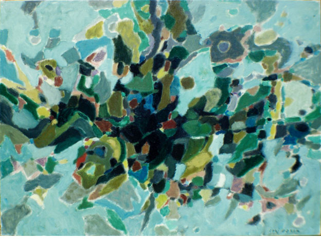 61-01 LE CIEL RIT, TRYPTIQUE DE PÂQUES (I), 1961, huile, 73x100cm , signé Jorj Morin en bas à droite.