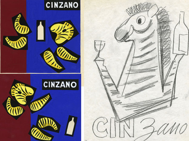CINZANO, 1953, projet de campagne publicitaire.