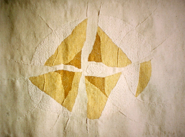 SOLEIL ÉCARTELÉ, 1970, tapisserie 135x180cm, lissier P. Daquin,